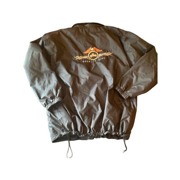 Born to Ride Black Nylon Windbreaker Jacket Embroidered Eagle Fleece Lined Size - Picture 2 of 7
